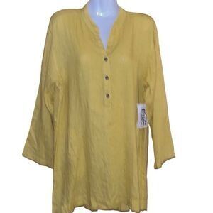 CALIFORNIA THREADS Tunic Small 100% Linen Longline Boho USA Coastal MSRP $70 NWT